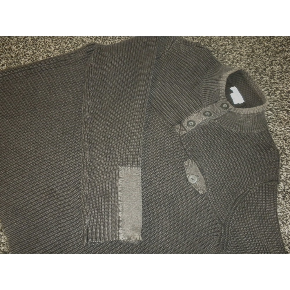 Orvis Henley Sweater Mens XL Black‎ Fisherman Rib Knit Outdoor Gorpcore Hiking